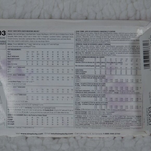 Simplicity 0503 Y2k skirt pattern, brand new uncut sizes 8-16 - Picture 3 of 6